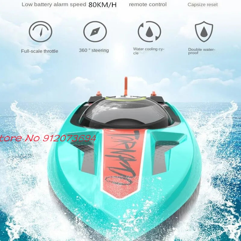 Large Racing Speedboat 80KM/H LED Night Light High Speed RC Boat Sportsman Specialty Products RC boat