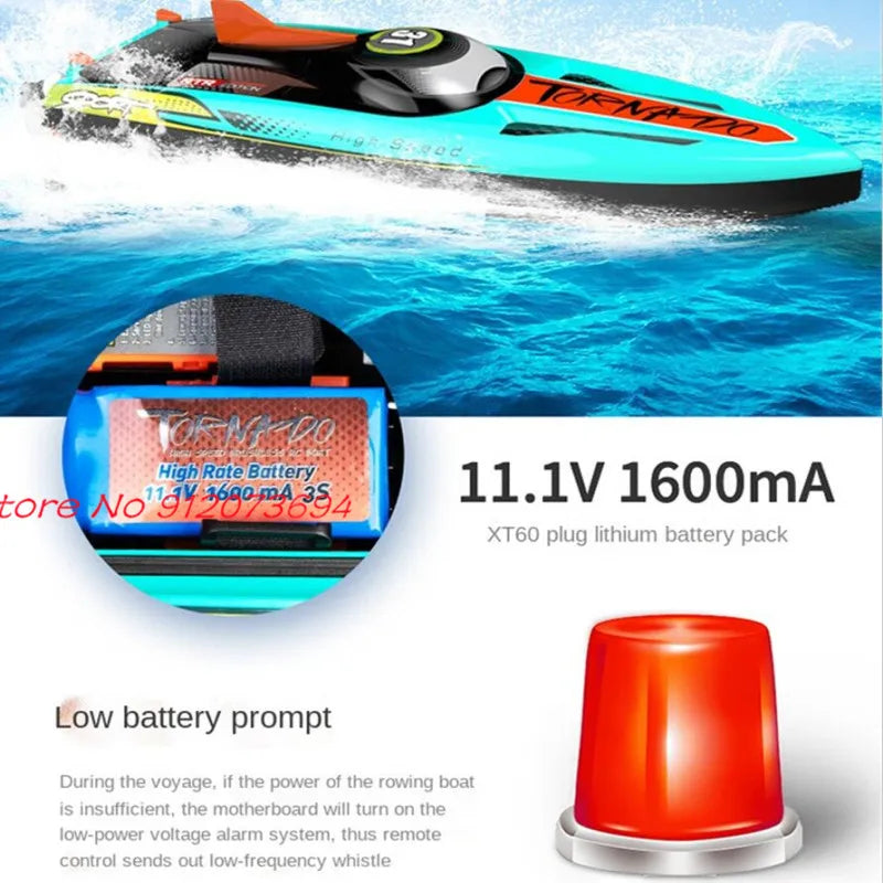 Large Racing Speedboat 80KM/H LED Night Light High Speed RC Boat Sportsman Specialty Products RC boat