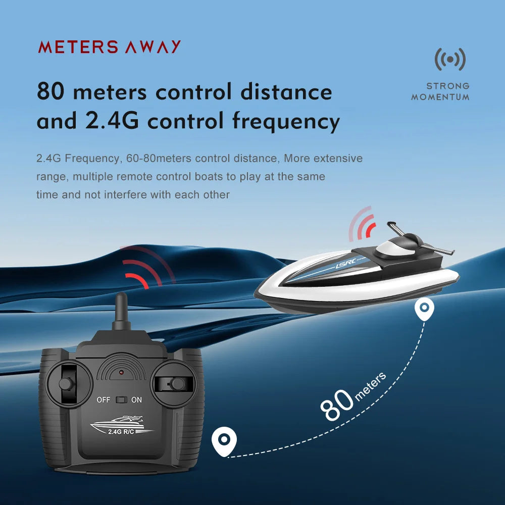 2.4G LSRC-B8 RC racing boat with 80 meters control distance.