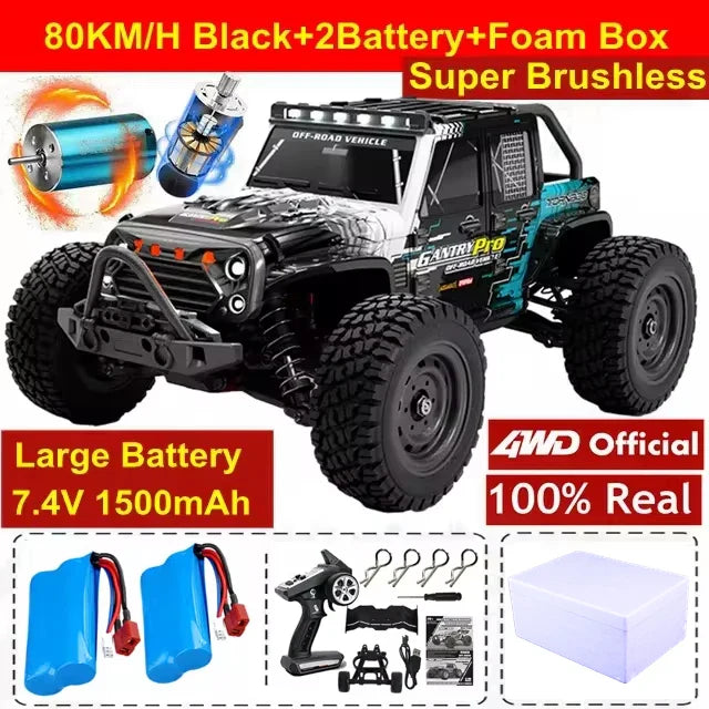 4WD 1:16 80KM/H Super Brushless 50KM/H Brushed RC Car 4x4 Off Road Remote Control High Speed Drift Racing Truck Toy Kids Adults