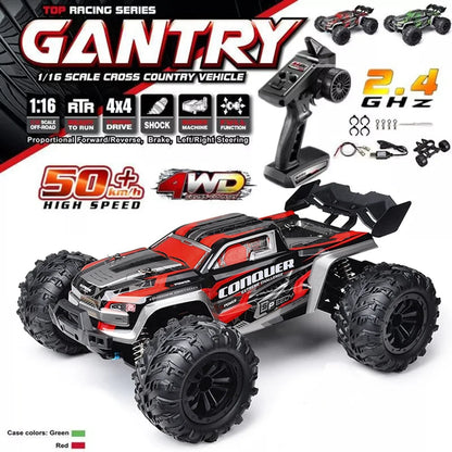 RC car 50km/h high-speed 4WD off-road monster truck with remote control, 1:16 scale.