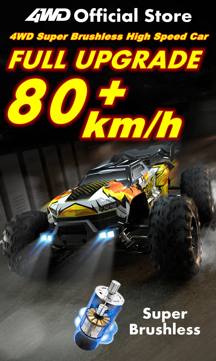 4WD 1:16 80KM/H Super Brushless 50KM/H Brushed RC Car 4x4 Off Road Remote Control High Speed Drift Racing Truck Toy Kids Adults