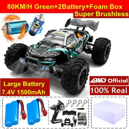 4WD 1:16 80KM/H Super Brushless 50KM/H Brushed RC Car 4x4 Off Road Remote Control High Speed Drift Racing Truck Toy Kids Adults