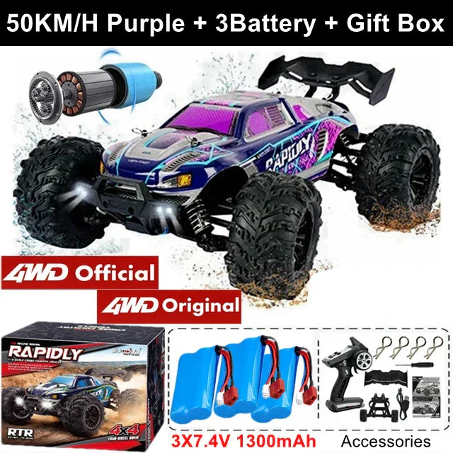 4WD 1:16 80KM/H Super Brushless 50KM/H Brushed RC Car 4x4 Off Road Remote Control High Speed Drift Racing Truck Toy Kids Adults