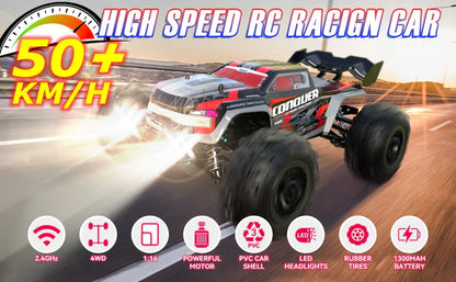 4WD 1:16 80KM/H Super Brushless 50KM/H Brushed RC Car 4x4 Off Road Remote Control High Speed Drift Racing Truck Toy Kids Adults