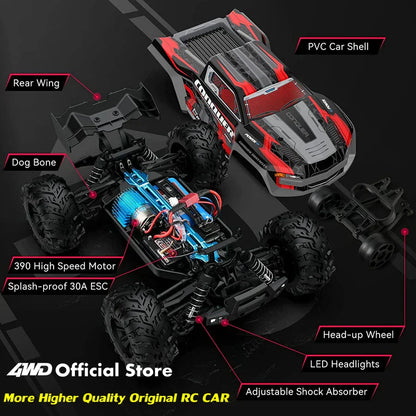 4WD 1:16 80KM/H Super Brushless 50KM/H Brushed RC Car 4x4 Off Road Remote Control High Speed Drift Racing Truck Toy Kids Adults