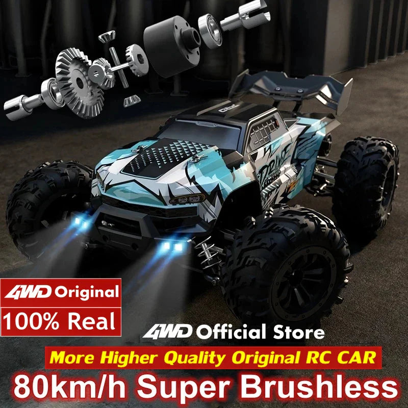 4WD 1:16 80KM/H Super Brushless 50KM/H Brushed RC Car 4x4 Off Road Remote Control High Speed Drift Racing Truck Toy Kids Adults