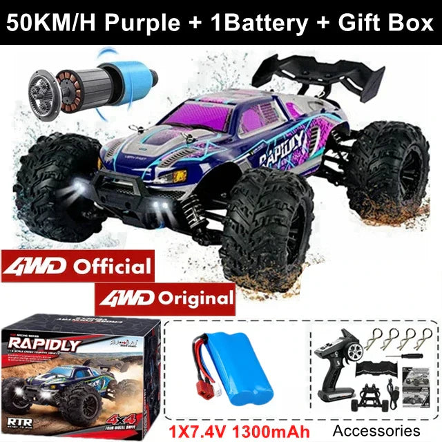 4WD 1:16 80KM/H Super Brushless 50KM/H Brushed RC Car 4x4 Off Road Remote Control High Speed Drift Racing Truck Toy Kids Adults