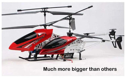 RC helicopter with remote control, extra durable, large size, red and black design.