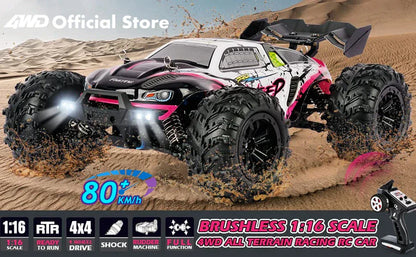 4WD 1:16 80KM/H Super Brushless 50KM/H Brushed RC Car 4x4 Off Road Remote Control High Speed Drift Racing Truck Toy Kids Adults