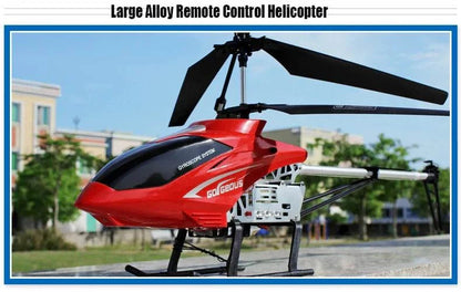 RC helicopter with remote control, durable and large, featuring advanced gyroscopic system for smooth flying.