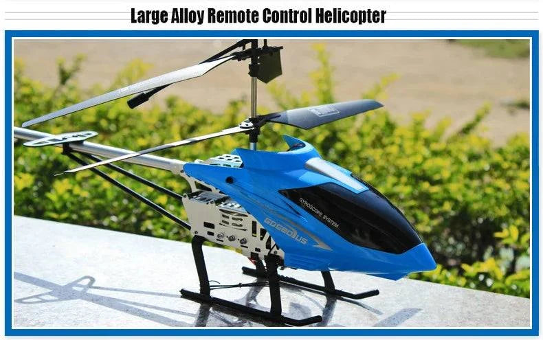 RC Helicopter with remote control, alloy design, durable, large size, outdoor use.