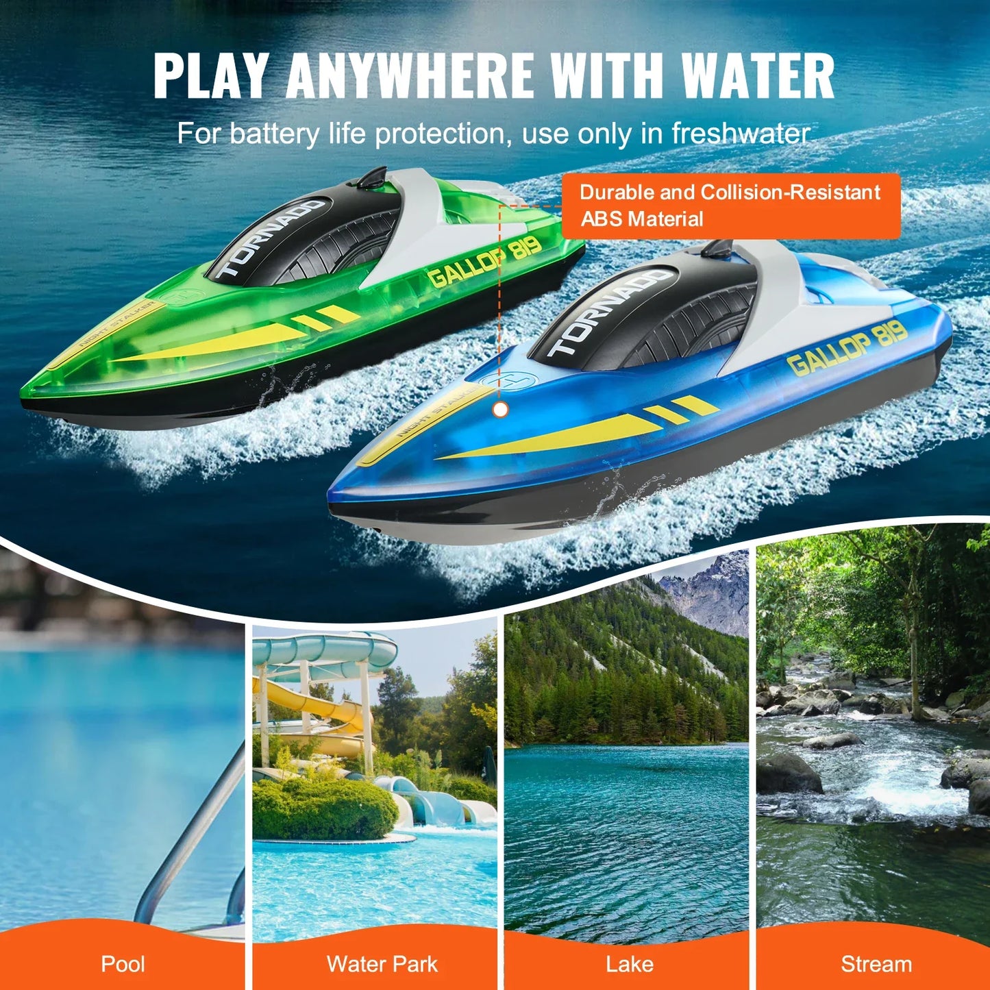 RC Boat 2.4G 12km/h Racing Boat Waterproof Model Electric