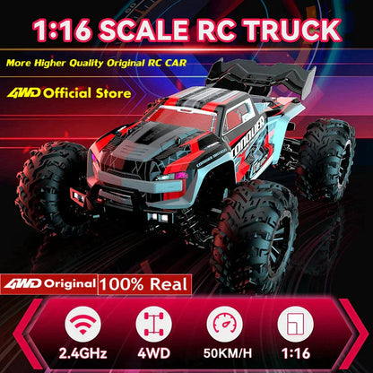 4WD 1:16 80KM/H Super Brushless 50KM/H Brushed RC Car 4x4 Off Road Remote Control High Speed Drift Racing Truck Toy Kids Adults