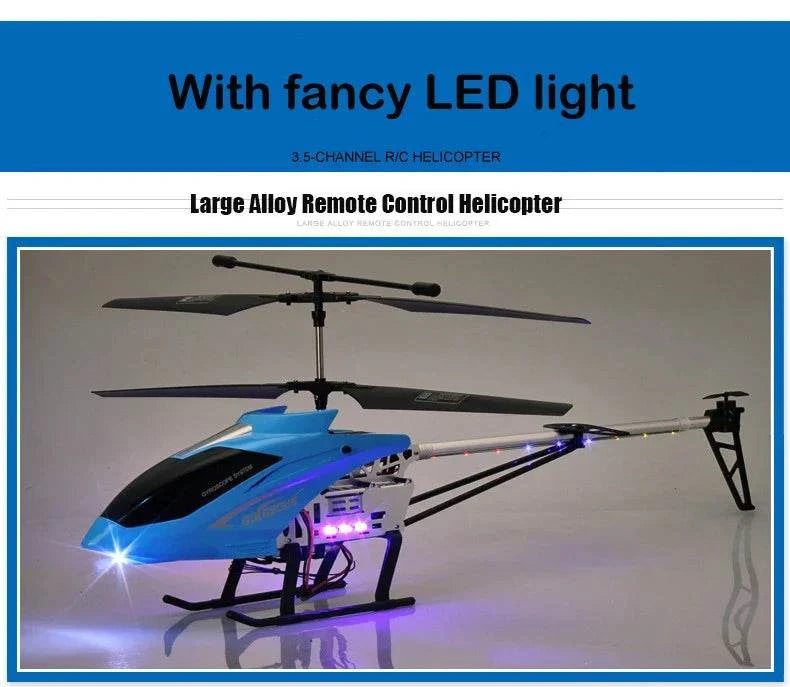 RC helicopter with fancy LED lights and remote control, large alloy body, 3.5-channel.