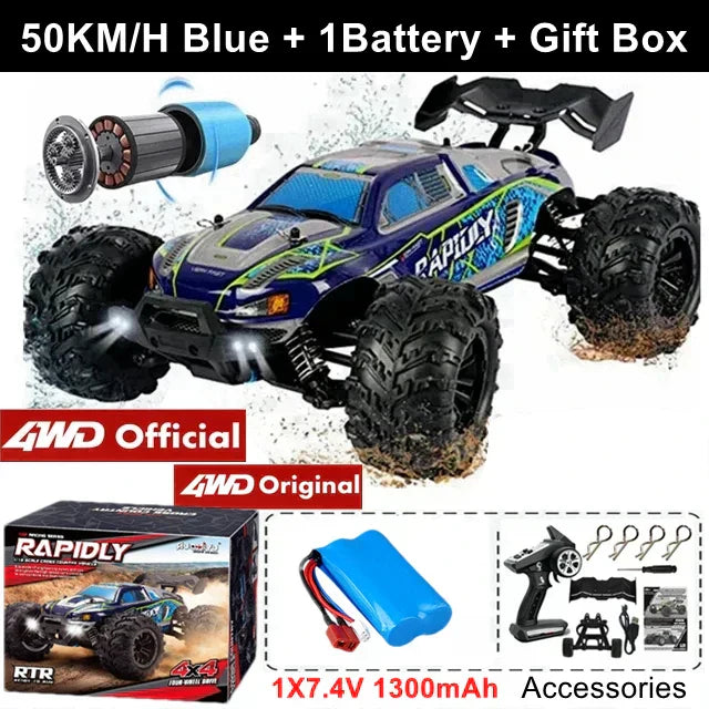 4WD 1:16 80KM/H Super Brushless 50KM/H Brushed RC Car 4x4 Off Road Remote Control High Speed Drift Racing Truck Toy Kids Adults