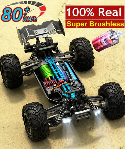 4WD 1:16 80KM/H Super Brushless 50KM/H Brushed RC Car 4x4 Off Road Remote Control High Speed Drift Racing Truck Toy Kids Adults