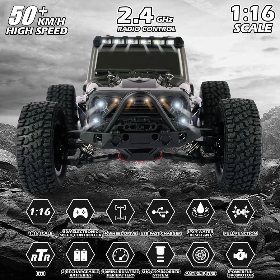 4WD 1:16 80KM/H Super Brushless 50KM/H Brushed RC Car 4x4 Off Road Remote Control High Speed Drift Racing Truck Toy Kids Adults